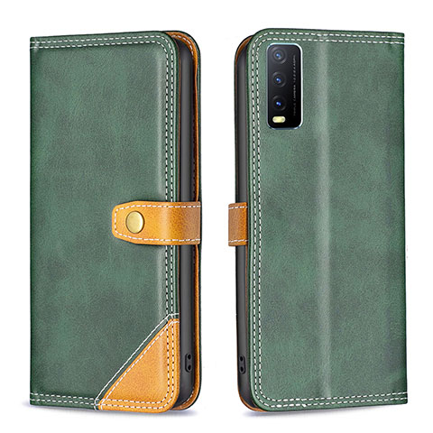 Funda de Cuero Cartera con Soporte Carcasa B14F para Vivo Y20a Verde