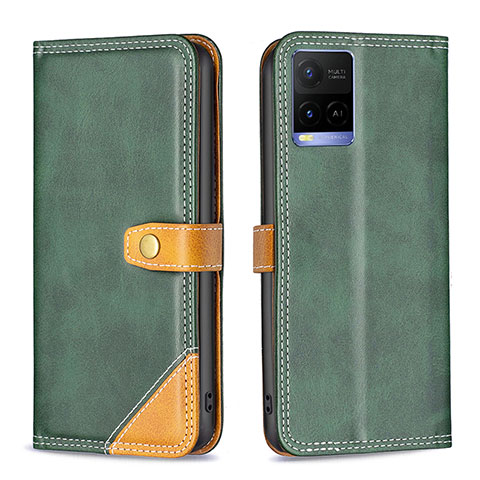 Funda de Cuero Cartera con Soporte Carcasa B14F para Vivo Y21t Verde