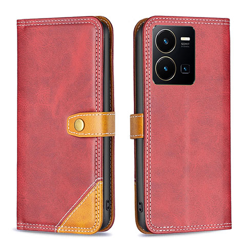 Funda de Cuero Cartera con Soporte Carcasa B14F para Vivo Y35 4G Rojo