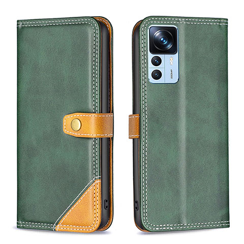 Funda de Cuero Cartera con Soporte Carcasa B14F para Xiaomi Mi 12T Pro 5G Verde