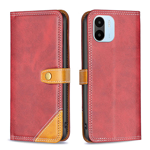 Funda de Cuero Cartera con Soporte Carcasa B14F para Xiaomi Poco C50 Rojo