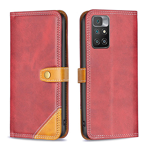 Funda de Cuero Cartera con Soporte Carcasa B14F para Xiaomi Redmi 10 (2022) Rojo