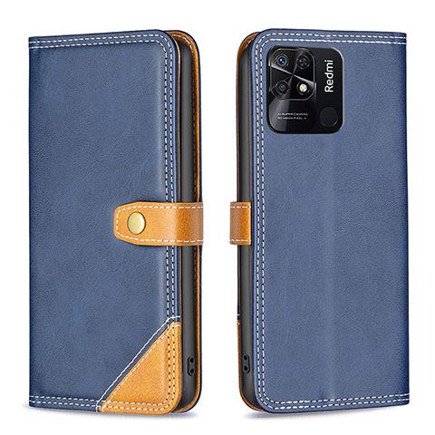 Funda de Cuero Cartera con Soporte Carcasa B14F para Xiaomi Redmi 10 Power Azul