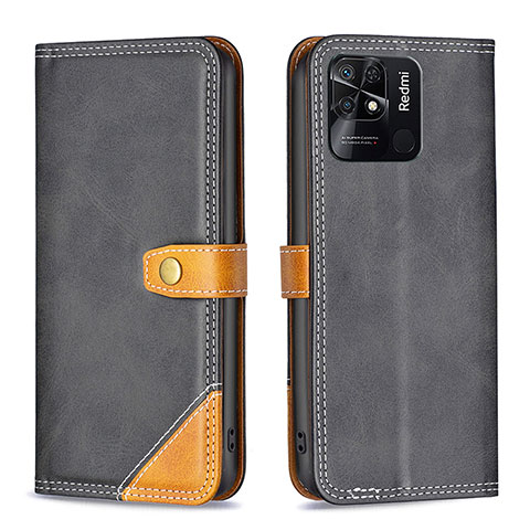 Funda de Cuero Cartera con Soporte Carcasa B14F para Xiaomi Redmi 10 Power Negro