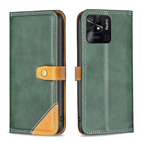 Funda de Cuero Cartera con Soporte Carcasa B14F para Xiaomi Redmi 10 Power Verde