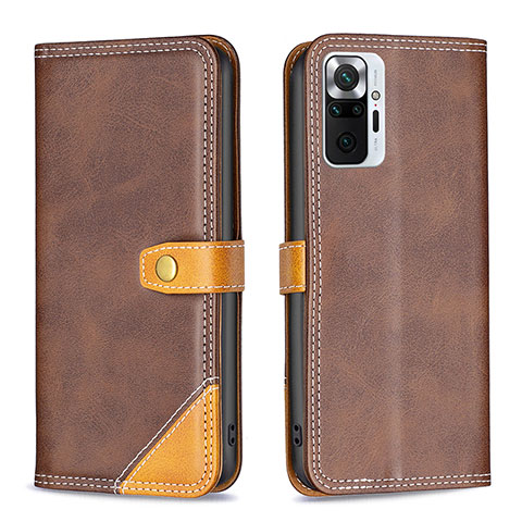 Funda de Cuero Cartera con Soporte Carcasa B14F para Xiaomi Redmi Note 10 Pro 4G Marron