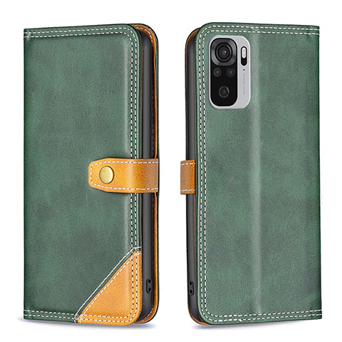 Funda de Cuero Cartera con Soporte Carcasa B14F para Xiaomi Redmi Note 10S 4G Verde