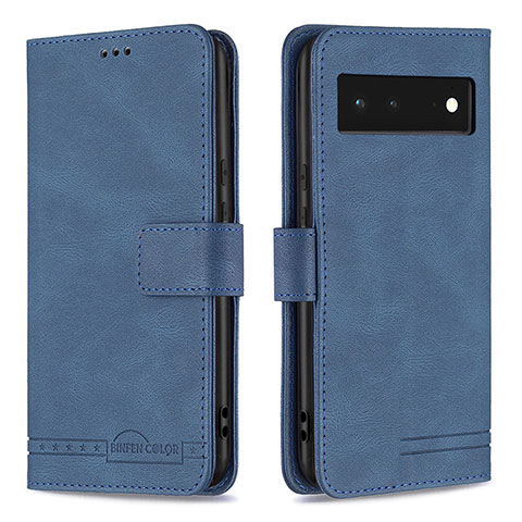 Funda de Cuero Cartera con Soporte Carcasa B15F para Google Pixel 6 5G Azul