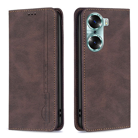 Funda de Cuero Cartera con Soporte Carcasa B15F para Huawei Honor 60 5G Marron