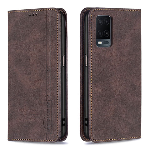 Funda de Cuero Cartera con Soporte Carcasa B15F para Oppo A54 4G Marron