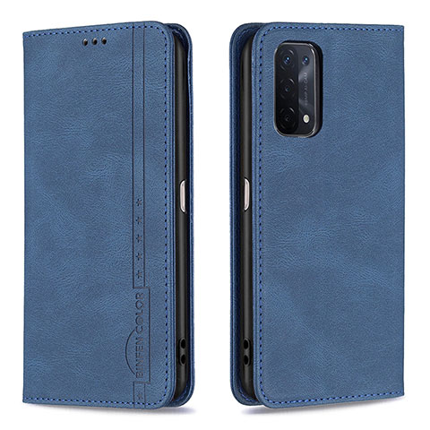 Funda de Cuero Cartera con Soporte Carcasa B15F para Oppo A54 5G Azul