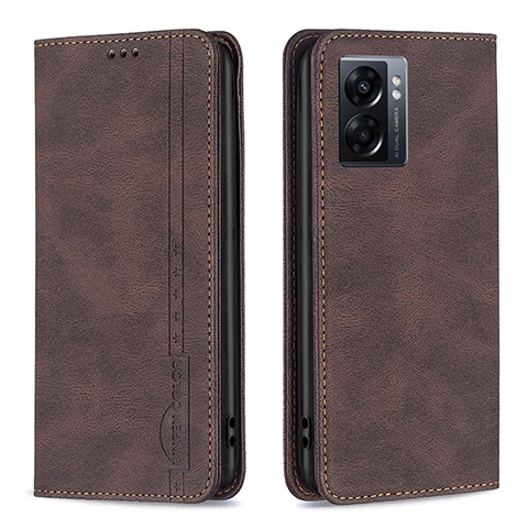 Funda de Cuero Cartera con Soporte Carcasa B15F para Oppo A57 5G Marron