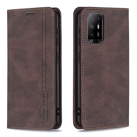 Funda de Cuero Cartera con Soporte Carcasa B15F para Oppo A94 5G Marron