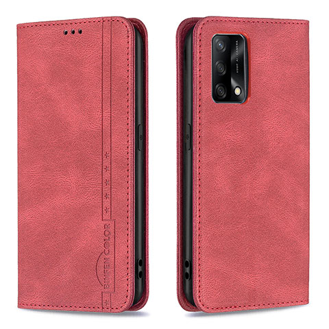 Funda de Cuero Cartera con Soporte Carcasa B15F para Oppo A95 4G Rojo