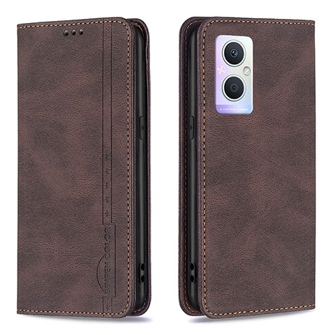 Funda de Cuero Cartera con Soporte Carcasa B15F para Oppo A96 5G Marron