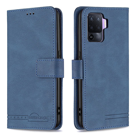 Funda de Cuero Cartera con Soporte Carcasa B15F para Oppo F19 Pro Azul