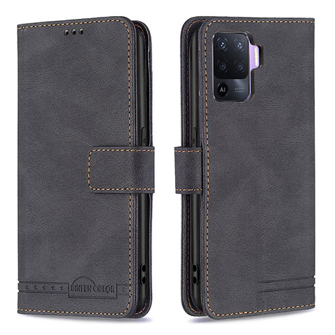 Funda de Cuero Cartera con Soporte Carcasa B15F para Oppo F19 Pro Negro