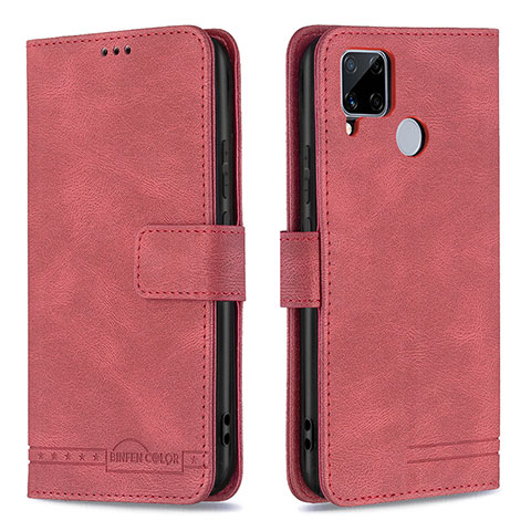 Funda de Cuero Cartera con Soporte Carcasa B15F para Realme 7i RMX2193 Rojo