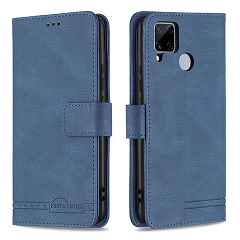 Funda de Cuero Cartera con Soporte Carcasa B15F para Realme C12 Azul