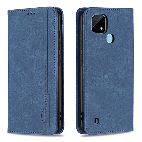 Funda de Cuero Cartera con Soporte Carcasa B15F para Realme C21 Azul