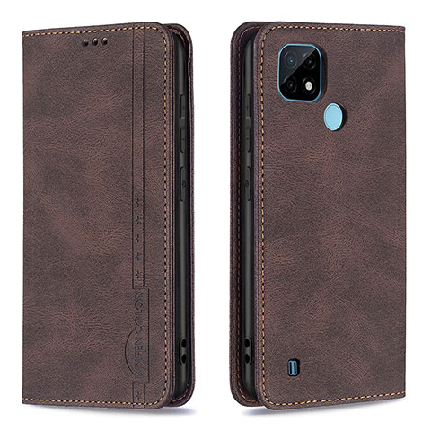 Funda de Cuero Cartera con Soporte Carcasa B15F para Realme C21 Marron