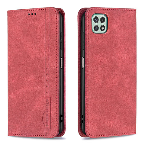 Funda de Cuero Cartera con Soporte Carcasa B15F para Samsung Galaxy A22 5G Rojo