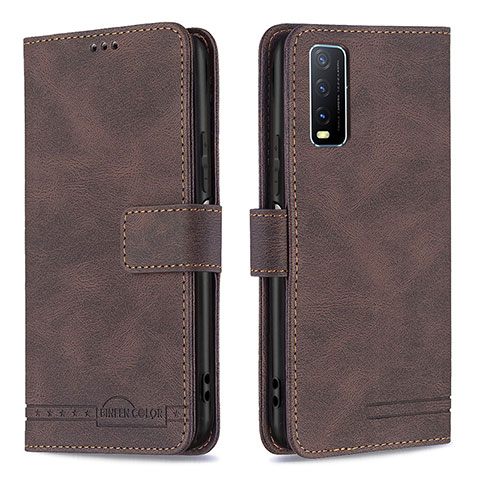 Funda de Cuero Cartera con Soporte Carcasa B15F para Vivo Y12s (2021) Marron