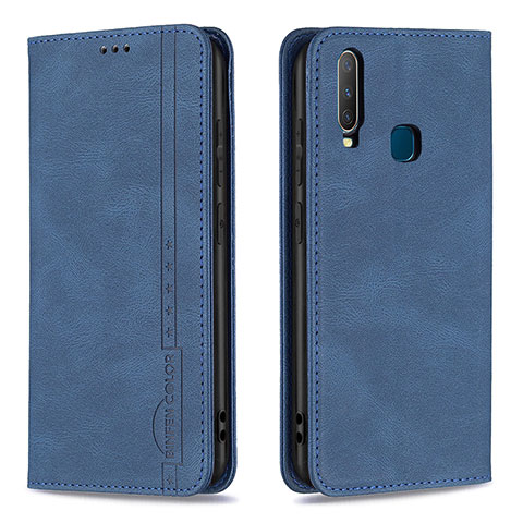 Funda de Cuero Cartera con Soporte Carcasa B15F para Vivo Y15 Azul