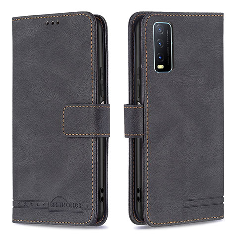 Funda de Cuero Cartera con Soporte Carcasa B15F para Vivo Y20 (2021) Negro