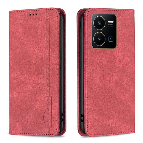 Funda de Cuero Cartera con Soporte Carcasa B15F para Vivo Y35 4G Rojo