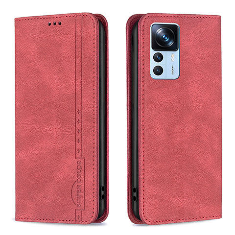 Funda de Cuero Cartera con Soporte Carcasa B15F para Xiaomi Mi 12T 5G Rojo