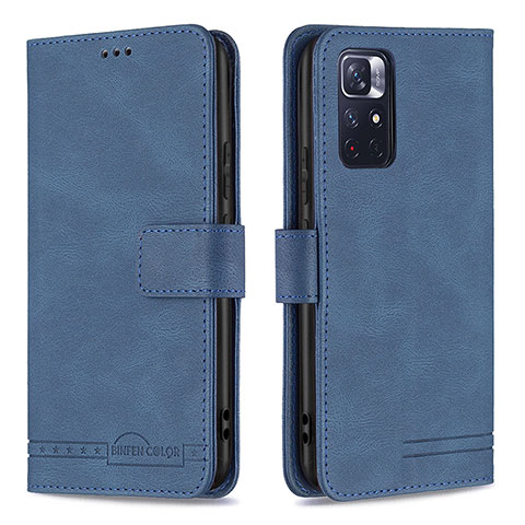 Funda de Cuero Cartera con Soporte Carcasa B15F para Xiaomi Poco M4 Pro 5G Azul