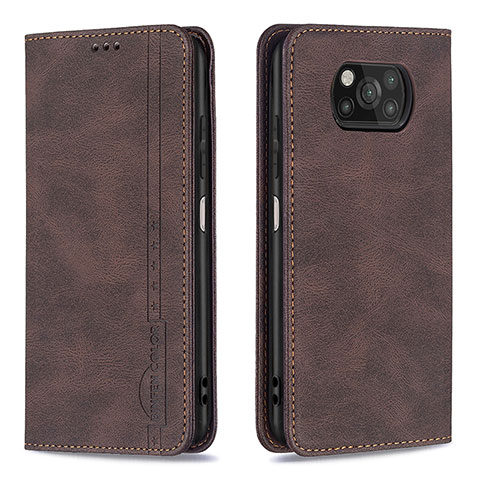 Funda de Cuero Cartera con Soporte Carcasa B15F para Xiaomi Poco X3 NFC Marron