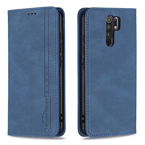 Funda de Cuero Cartera con Soporte Carcasa B15F para Xiaomi Redmi 9 Azul