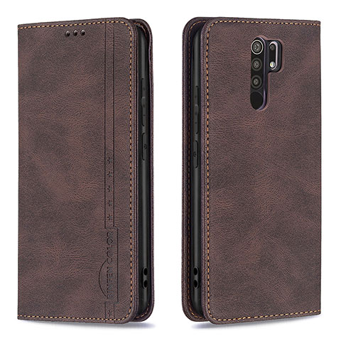 Funda de Cuero Cartera con Soporte Carcasa B15F para Xiaomi Redmi 9 Marron