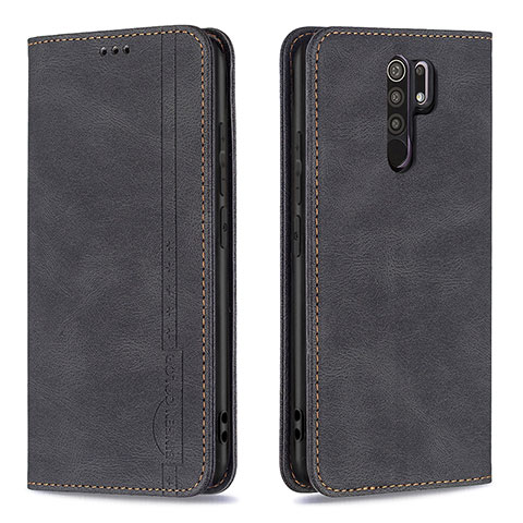 Funda de Cuero Cartera con Soporte Carcasa B15F para Xiaomi Redmi 9 Prime India Negro