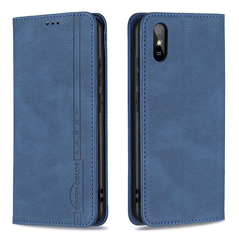 Funda de Cuero Cartera con Soporte Carcasa B15F para Xiaomi Redmi 9i Azul