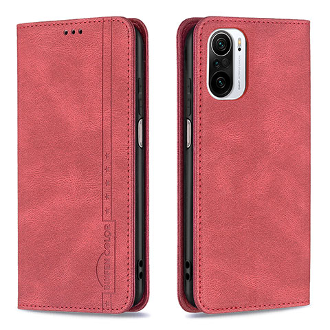 Funda de Cuero Cartera con Soporte Carcasa B15F para Xiaomi Redmi K40 Pro 5G Rojo