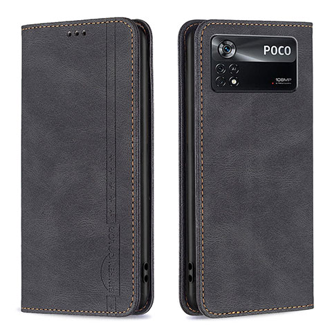 Funda de Cuero Cartera con Soporte Carcasa B15F para Xiaomi Redmi Note 11E Pro 5G Negro