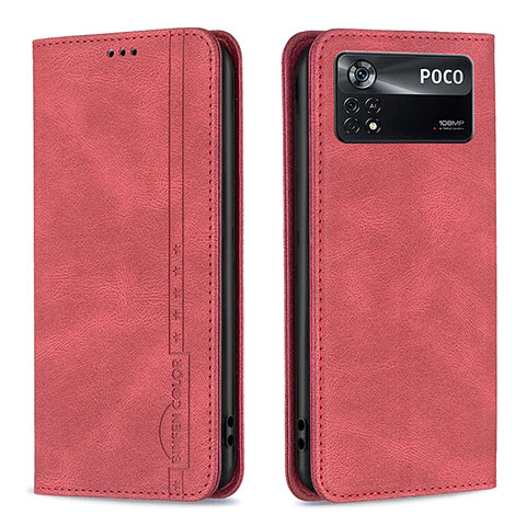 Funda de Cuero Cartera con Soporte Carcasa B15F para Xiaomi Redmi Note 11E Pro 5G Rojo