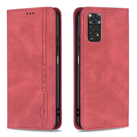 Funda de Cuero Cartera con Soporte Carcasa B15F para Xiaomi Redmi Note 11S 4G Rojo