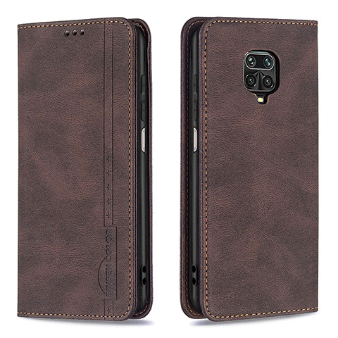 Funda de Cuero Cartera con Soporte Carcasa B15F para Xiaomi Redmi Note 9 Pro Max Marron