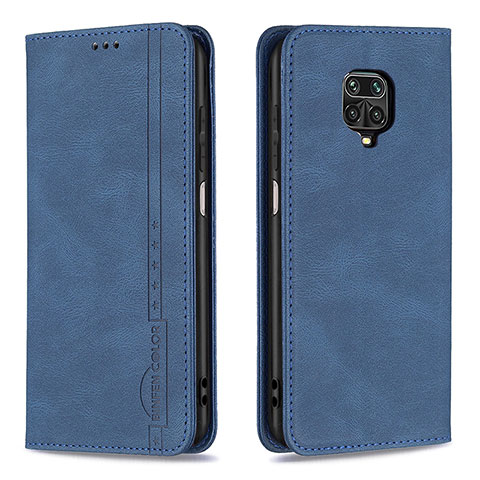 Funda de Cuero Cartera con Soporte Carcasa B15F para Xiaomi Redmi Note 9S Azul