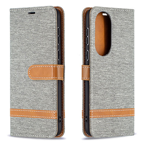 Funda de Cuero Cartera con Soporte Carcasa B16F para Huawei P50 Gris