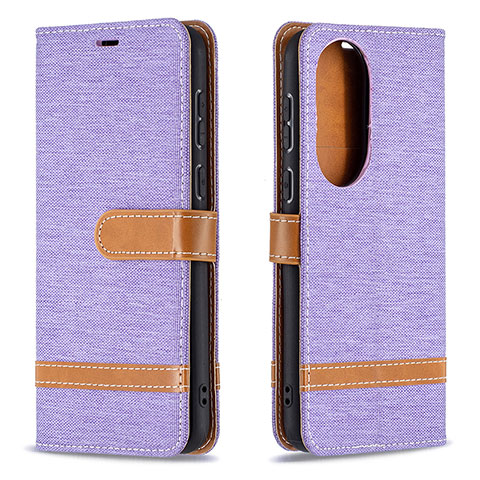 Funda de Cuero Cartera con Soporte Carcasa B16F para Huawei P50 Purpura Claro