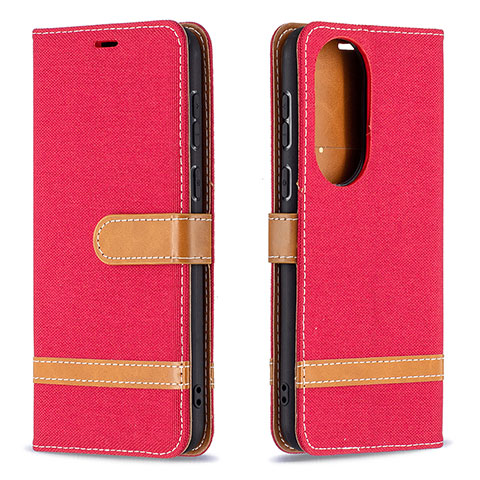 Funda de Cuero Cartera con Soporte Carcasa B16F para Huawei P50 Rojo