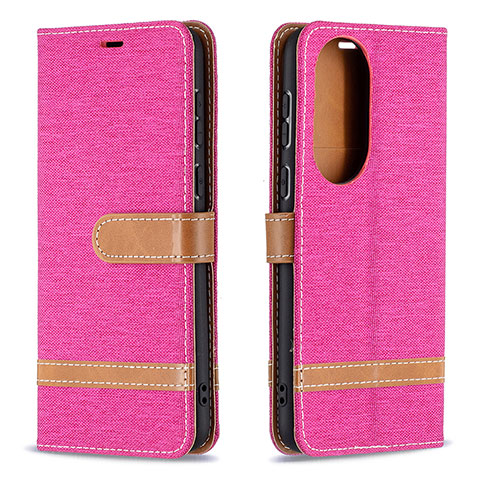 Funda de Cuero Cartera con Soporte Carcasa B16F para Huawei P50 Rosa Roja