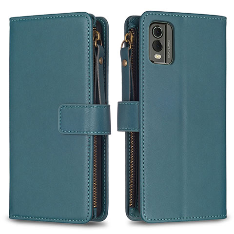 Funda de Cuero Cartera con Soporte Carcasa B16F para Nokia C210 Verde