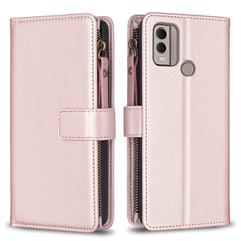 Funda de Cuero Cartera con Soporte Carcasa B16F para Nokia C22 Oro Rosa