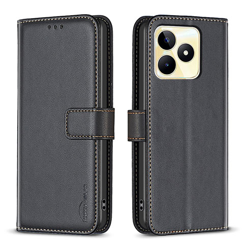 Funda de Cuero Cartera con Soporte Carcasa B16F para Realme C53 Negro